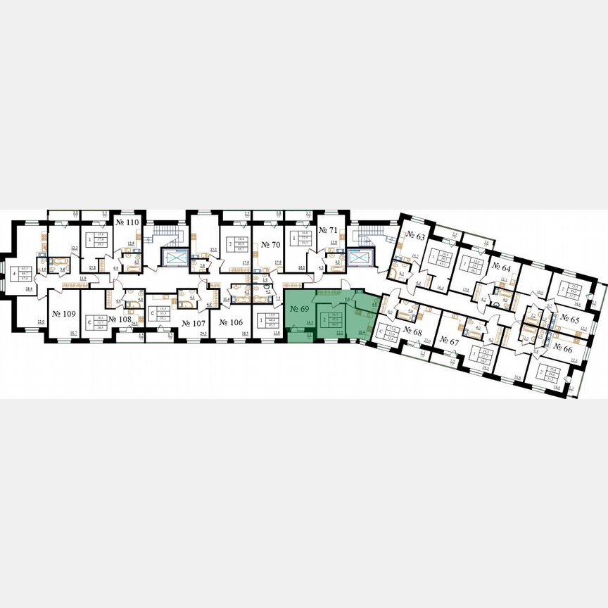 2-к. квартира, 49,5 м², 8/8 эт.