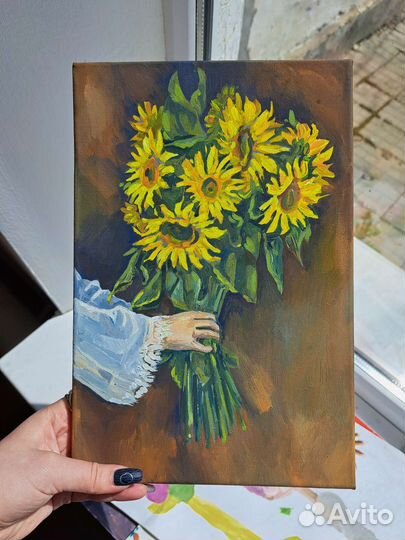 Картина с подсолнухами
