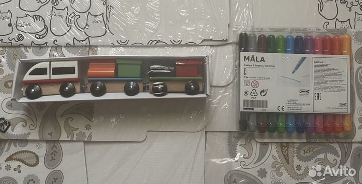 Поезд 3 вагона Лиллабу и фломастеры Мола IKEA