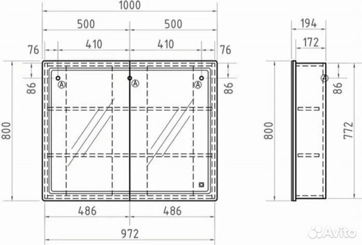 Шкаф с зеркалом в ванную Vigo Geometry 1000 новое
