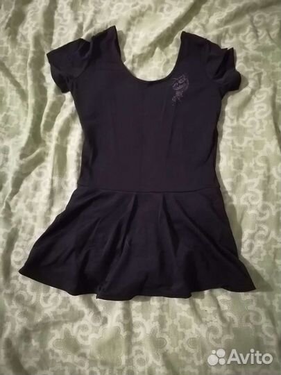 Купальник гимнастический чёрный, белый для танцев