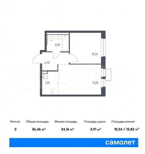 2-к. квартира, 36,5 м², 4/17 эт.