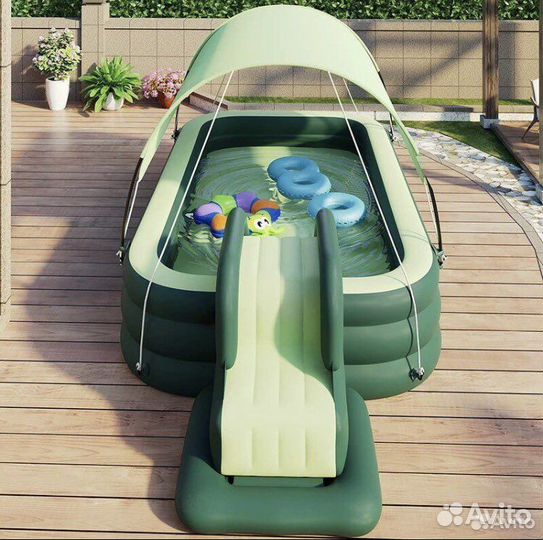 Детский надувной бассейн с горкой