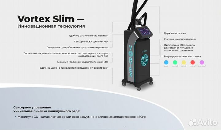 Аппарат для LPG-массажа Vortex Slim сенсорный