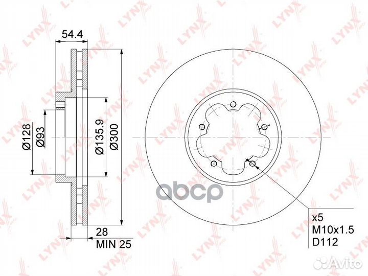 Диск тормозной ford transit 06- передн