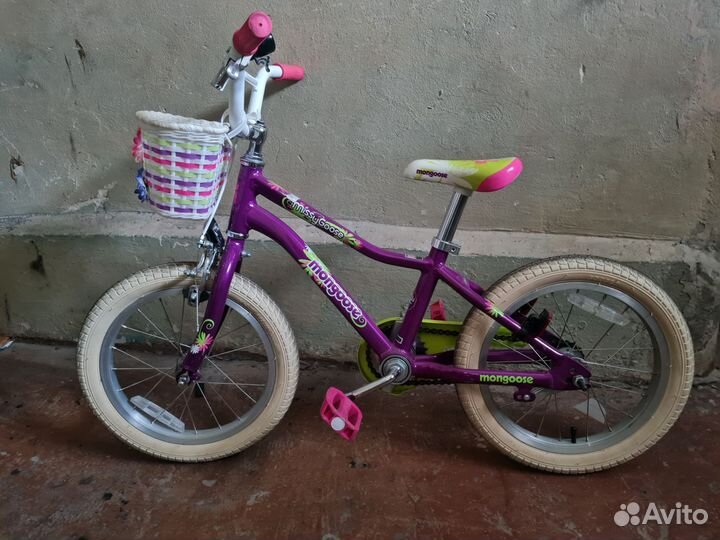 Велосипед для деаочки б/у, 16, mongoose