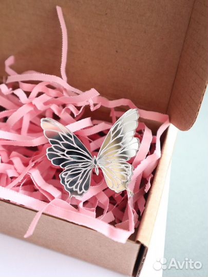 Необыкновенная брошь бабочка Золото/Серебро