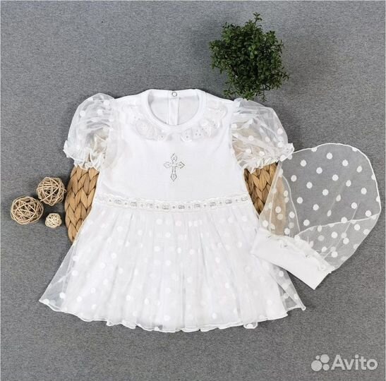 Крестильное платье с косынкой