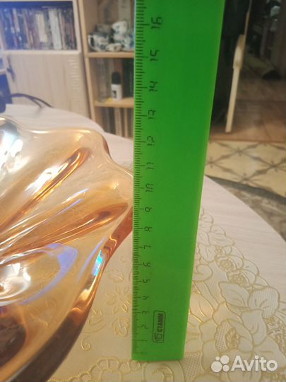 Ваза цветное стекло, гутная техника, тяжелая, сост