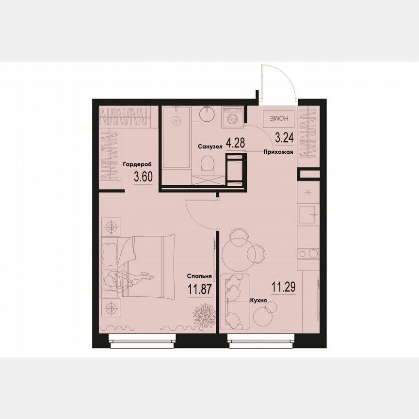 1-к. квартира, 34,3 м², 2/12 эт.