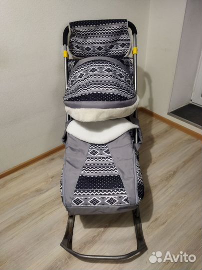 Детские санки коляска с колесами бу