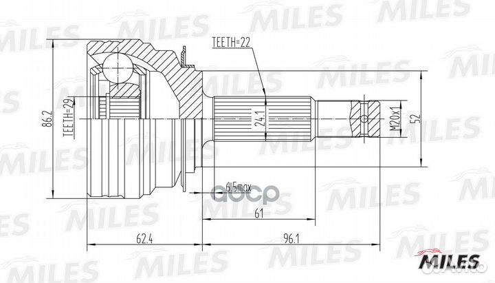 ШРУС daewoo lanos 1.4-1.5 97- нар. (ABS) GA200