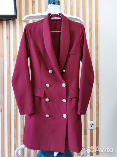 Платье пиджак бордовое