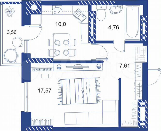 1-к. квартира, 41,9 м², 12/16 эт.