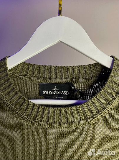 Свитер Stone Island вертикальный карман хаки