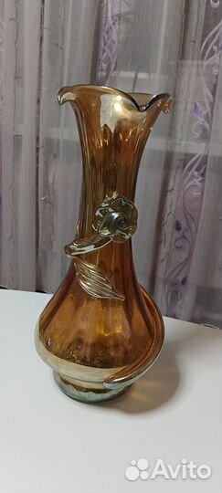 Ваза для цветов цветное чешское стекло СССР