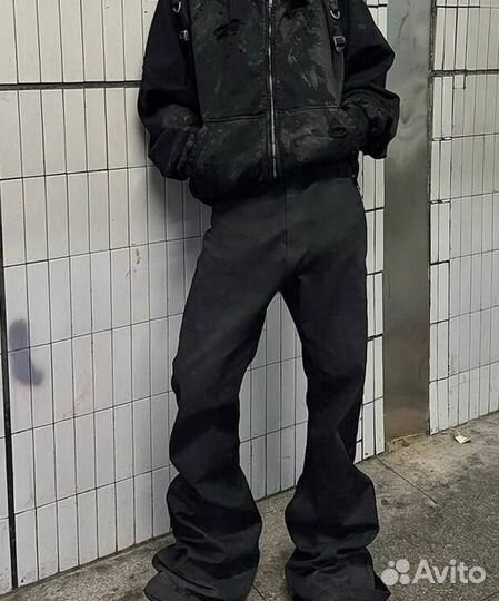 Джинсы Rick Owens type черные клёш