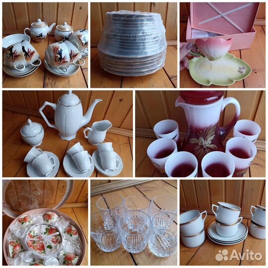 Чайные и кофейные сервизы, наборы тарелок и стопок