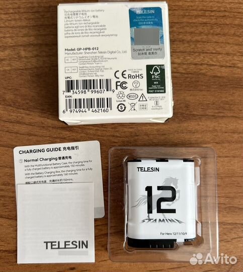Аккумулятор GoPro 12/11/10/9 Telesin Stamina