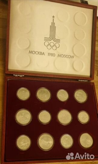 Набор монет олимпиада 80, серебро