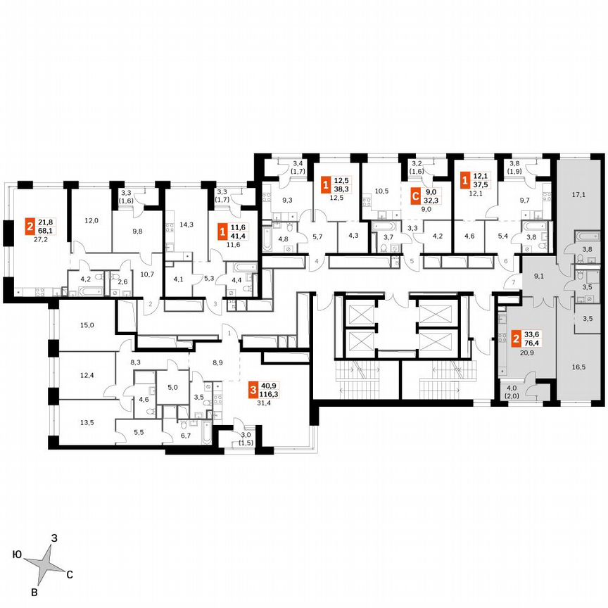 2-к. квартира, 76,6 м², 18/18 эт.