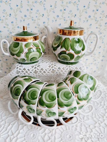 Сервиз чайный Зеленый сад, Красный фарфорист, СССР