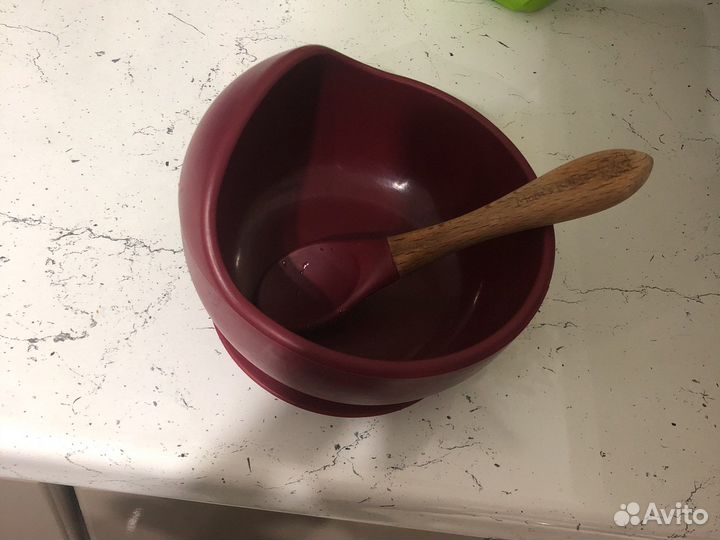 Силиконовая ложка и чашка для первого прикорма