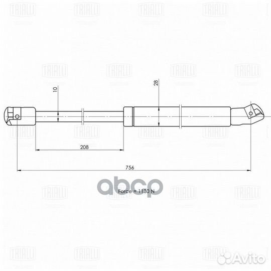 Амортизатор кр. багажника VW transporter multiv