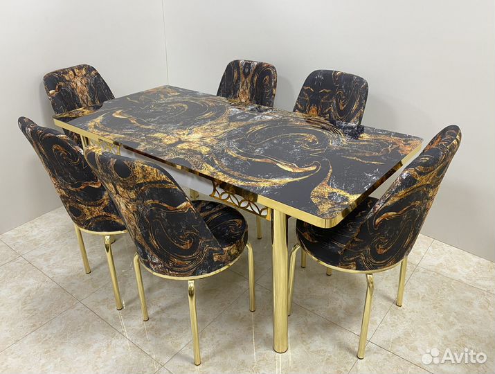 Стол обеденный раздвижной и стулья 6 шт