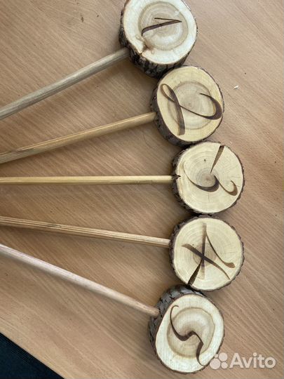 Номерки деревянные на столы свадьба эко