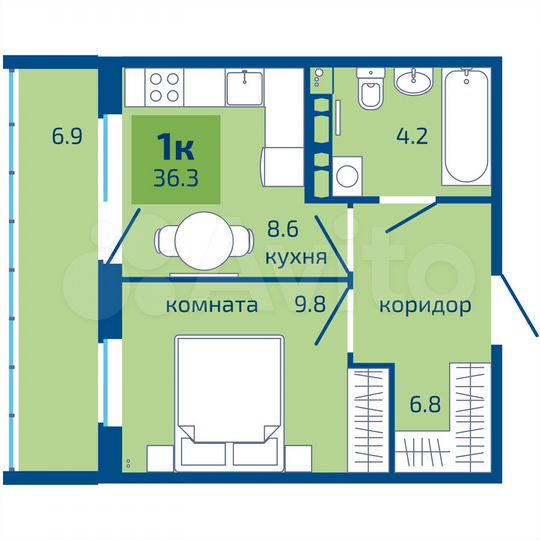1-к. квартира, 36,3 м², 4/10 эт.