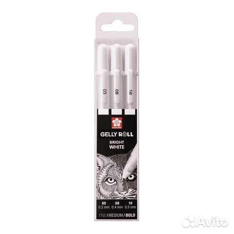 Ручки гелевые белые sakura Япония Gelly Roll, набо