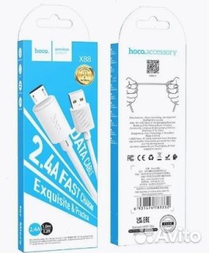 Кабель оптом. USB hoco X88, microusb, 2.4А, 1 м