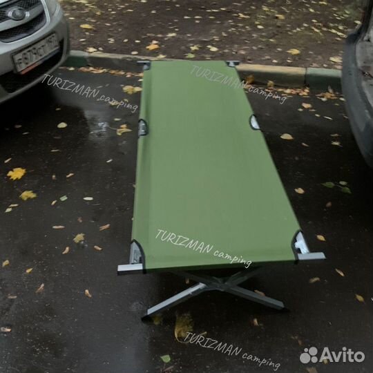 Раскладушка туристическая 190*64*42 зеленая