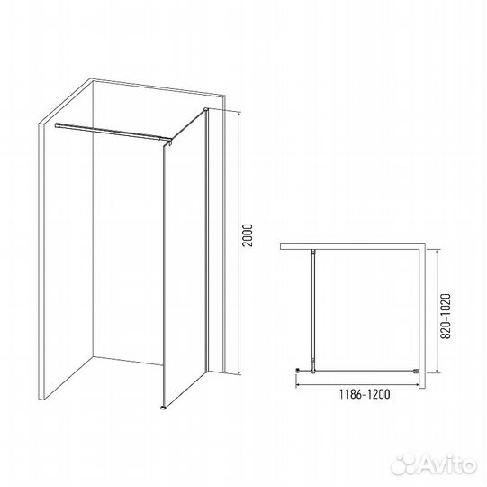 Душ. Стенка Alex Baitler 120 Хром ab29120s1