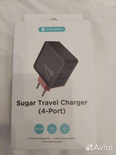 Адаптер зарядка блок на 4 порта rock новая