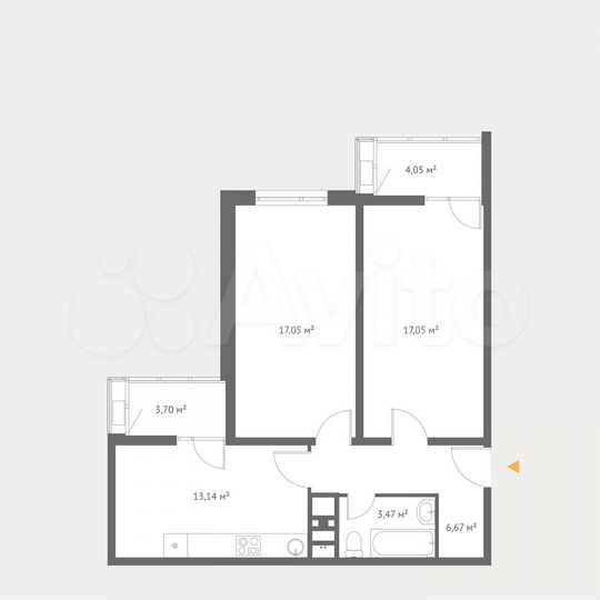 2-к. квартира, 65 м², 16/17 эт.