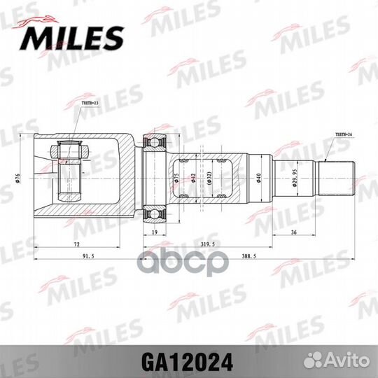 ШРУС ford focus CB4 08-11 внутр.прав. GA12024 M