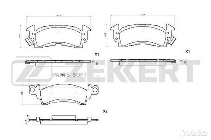 Zekkert BS-1005 Колодки торм. диск. передн. Chevrolet Caprice (N35 N69 L19) 76- Cadillac Fleetwood 8