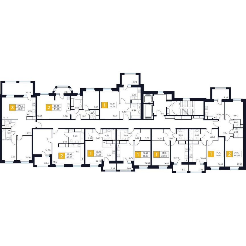 3-к. квартира, 62,2 м², 11/15 эт.