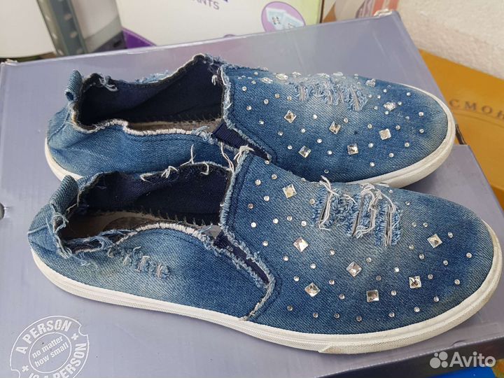 Слипоны джинсовые