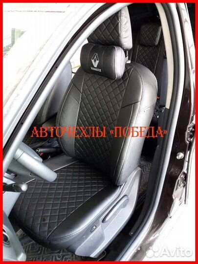 Чехлы Renault Duster 2 из экокожи чёрные Ромб