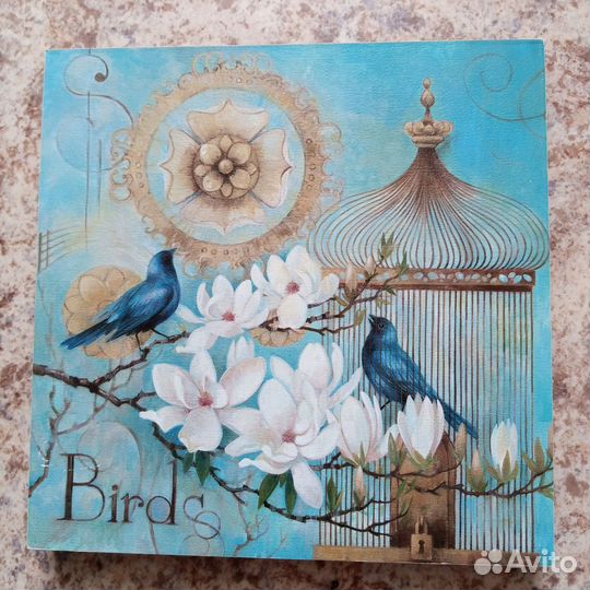 Картина птички цветы