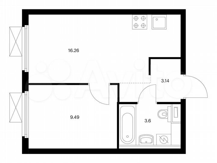 1-к. квартира, 32,5 м², 31/33 эт.