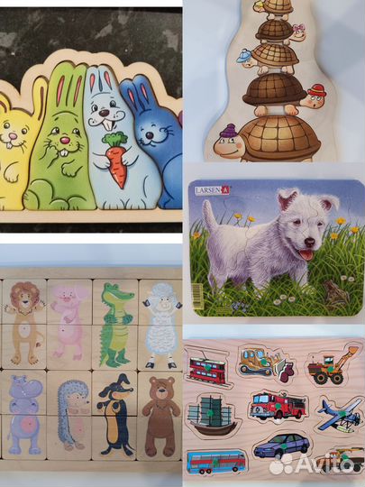 Пазлы вкладыши пакетом (smile decor, Larsen и др)