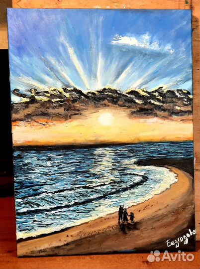 Картина маслом на холсте море