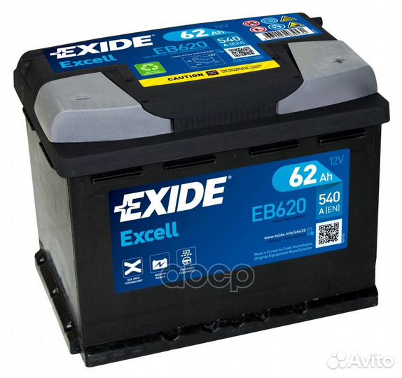 Аккумулятор exide excell 12V 62AH 540A ETN 0(R+