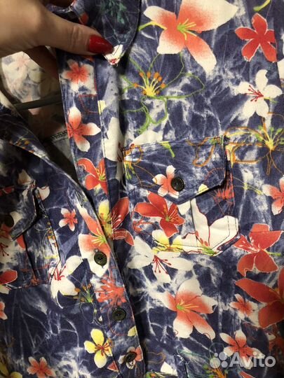 Платье рубашка под джинсу 46 принт модные цветы