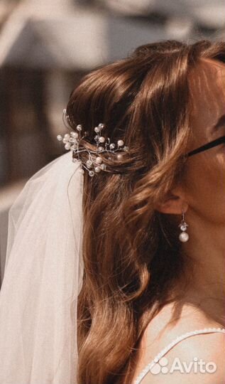 Набор украшений для волос на свадьбу и серьги