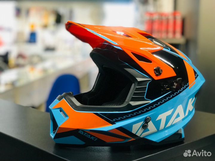 Шлем кроссовый ataki JK801 Valor оранж/голубой